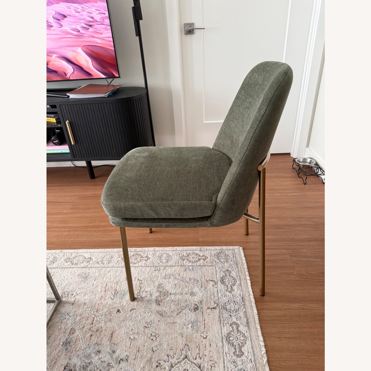 West Elm Green Velvet Dining Chair - image-2