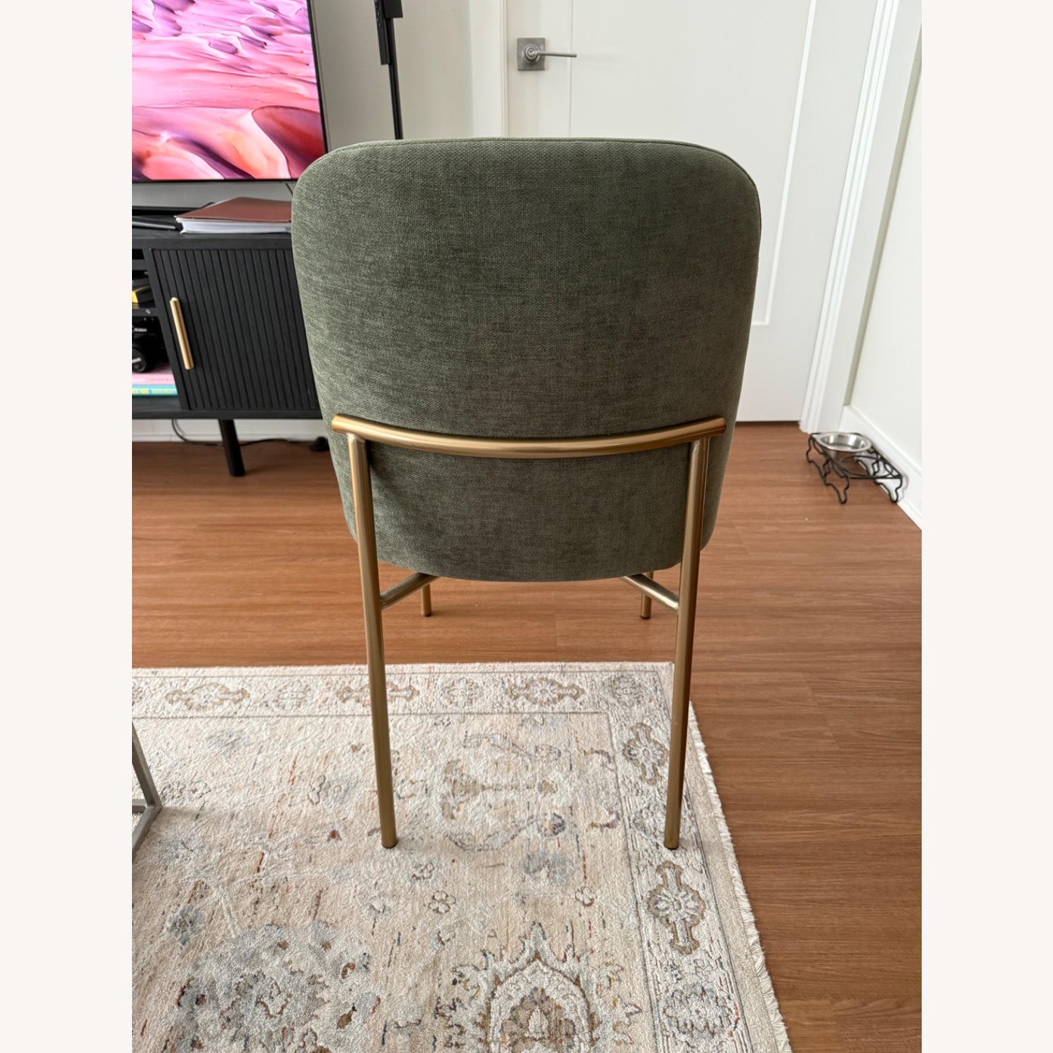 West Elm Green Velvet Dining Chair - image-3