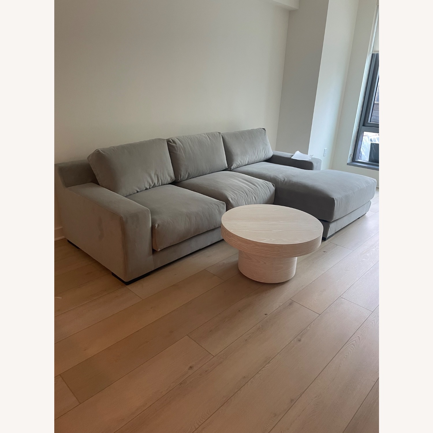 West Elm Nassau Light Gray Velvet 3+ Seater Sofa - image-1