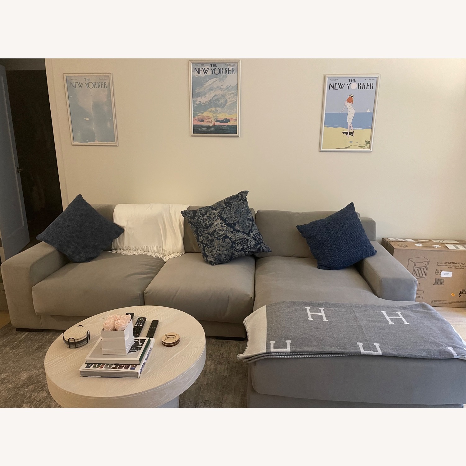 West Elm Nassau Light Gray Velvet 3+ Seater Sofa - image-4