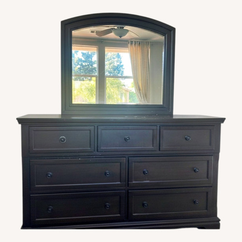 Used Dark Wood Dresser with Mirror for sale on AptDeco