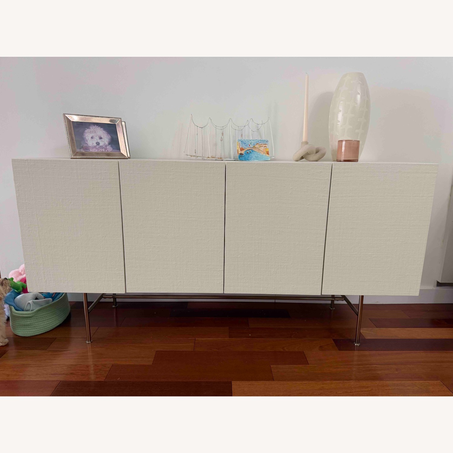 CB2 White Lacquered Linen Sideboard - image-1