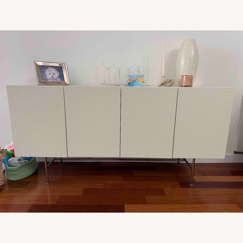 Used CB2 White Lacquered Linen Sideboard for sale on AptDeco