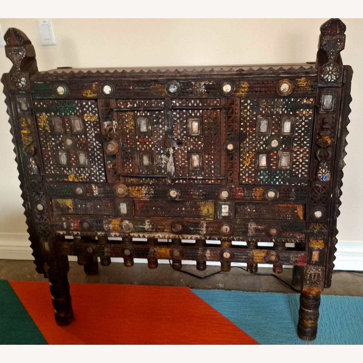 Antique Hand-Carved Damchiya Dowry Chest - image-1