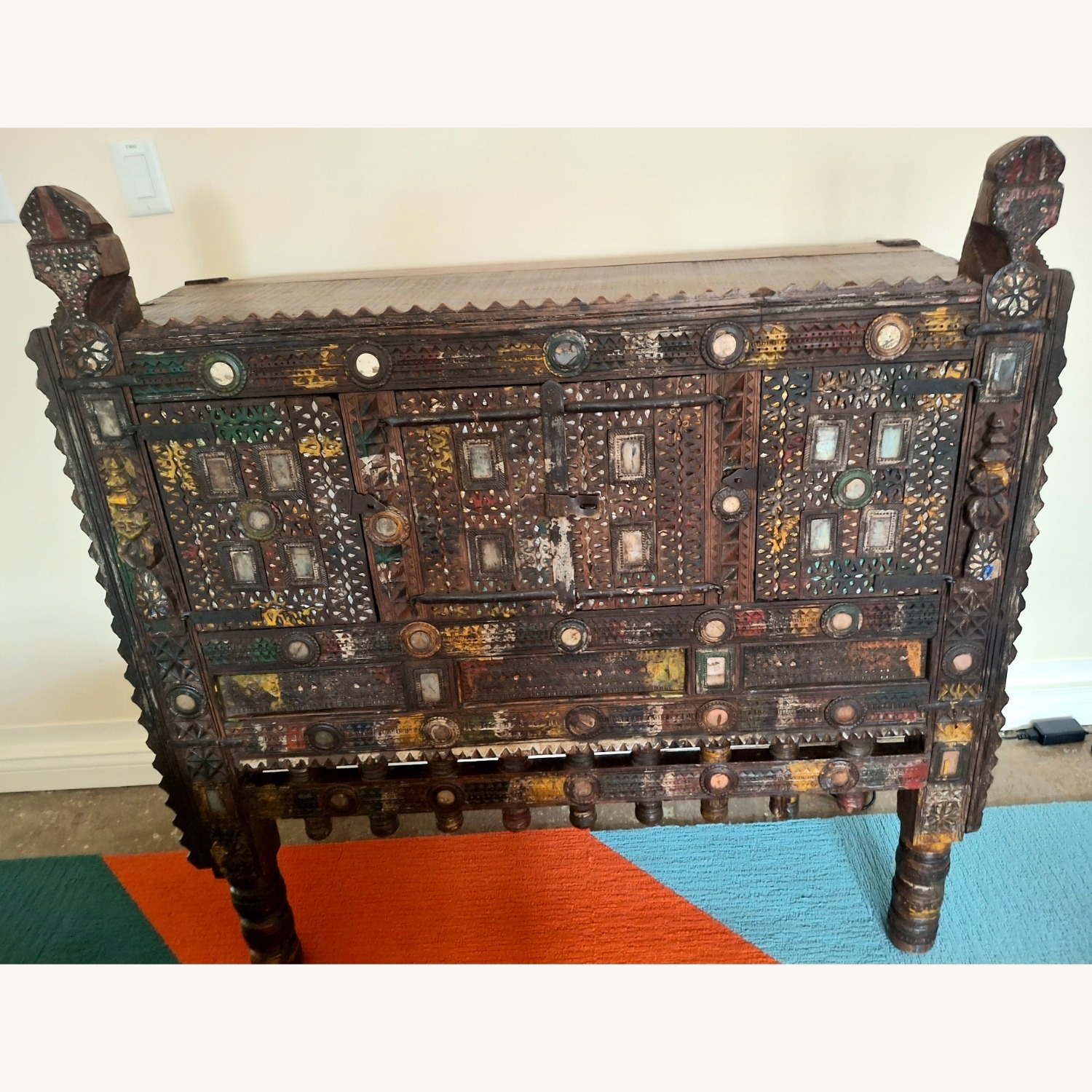 Antique Hand-Carved Damchiya Dowry Chest - image-2