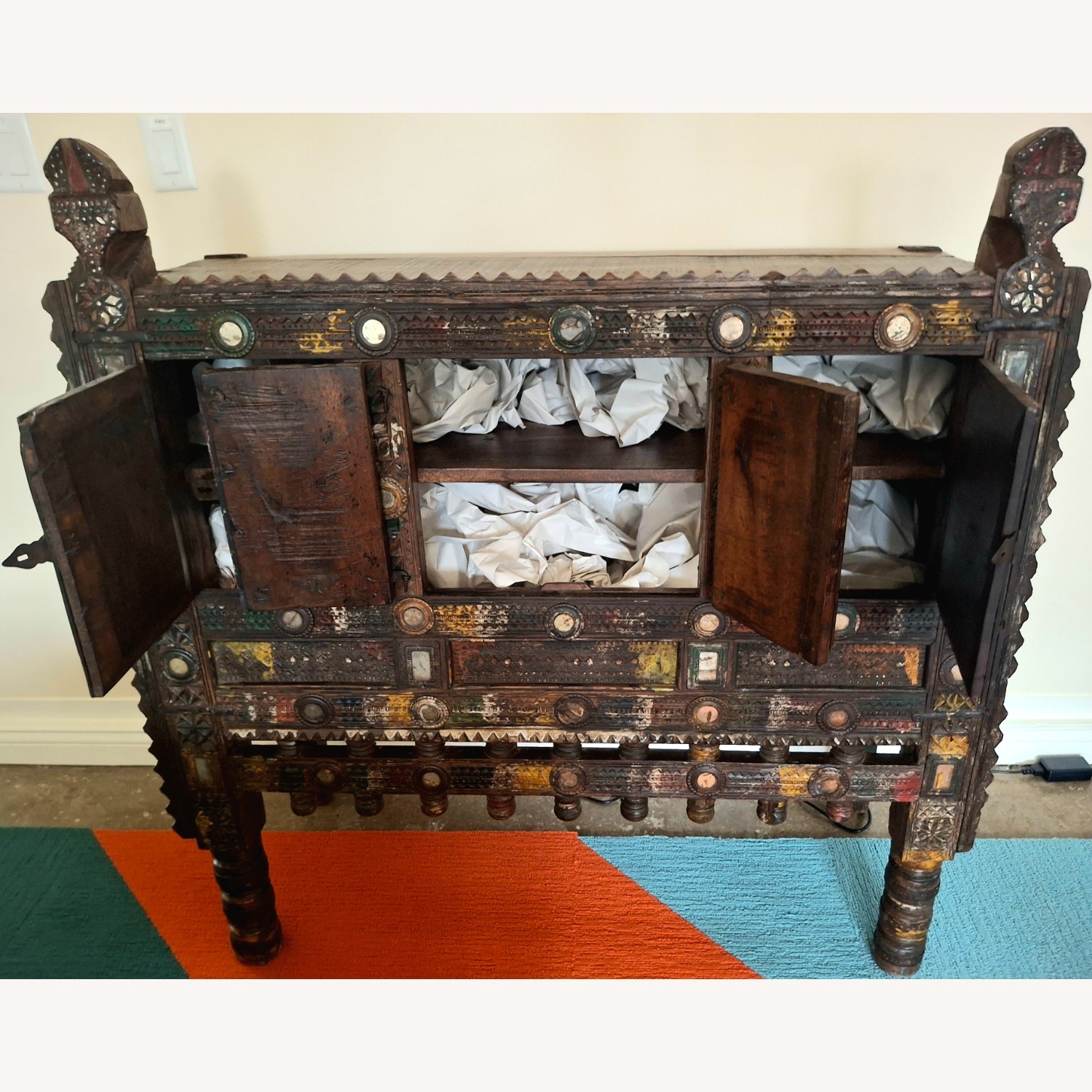 Antique Hand-Carved Damchiya Dowry Chest - image-4