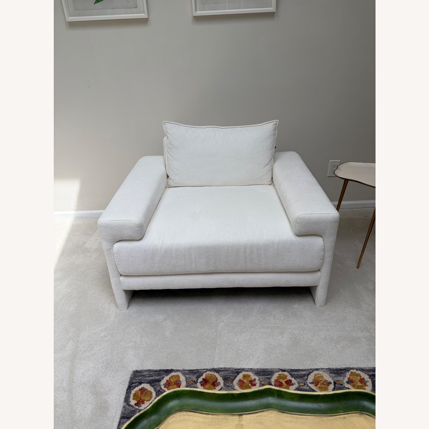 CB2 Camden White Armchair - image-1