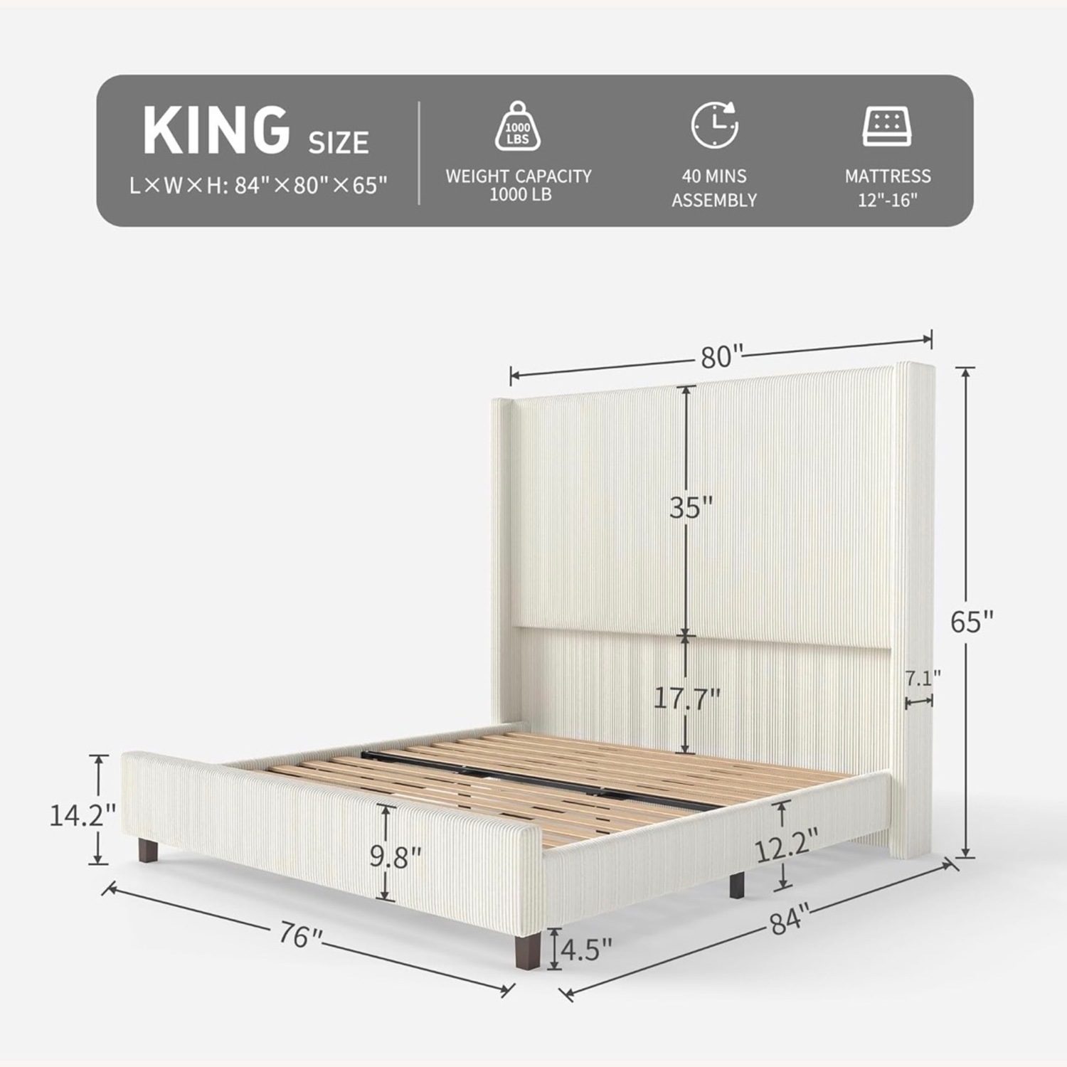 Amazon Natural Fabric King Bed - image-2