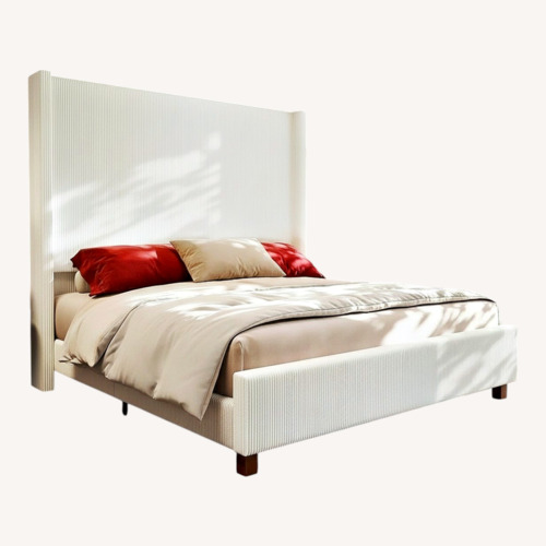 Used Amazon Natural Fabric King Bed for sale on AptDeco