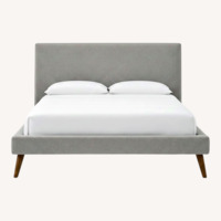 West Elm Light Gray Fabric Queen Bed