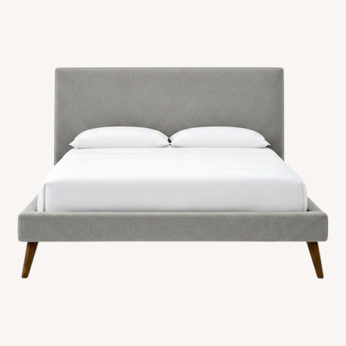 Used West Elm Light Gray Fabric Queen Bed for sale on AptDeco