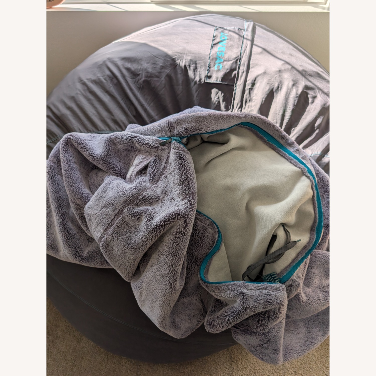LoveSac Supersac Gray Giant Beanbag  - image-4