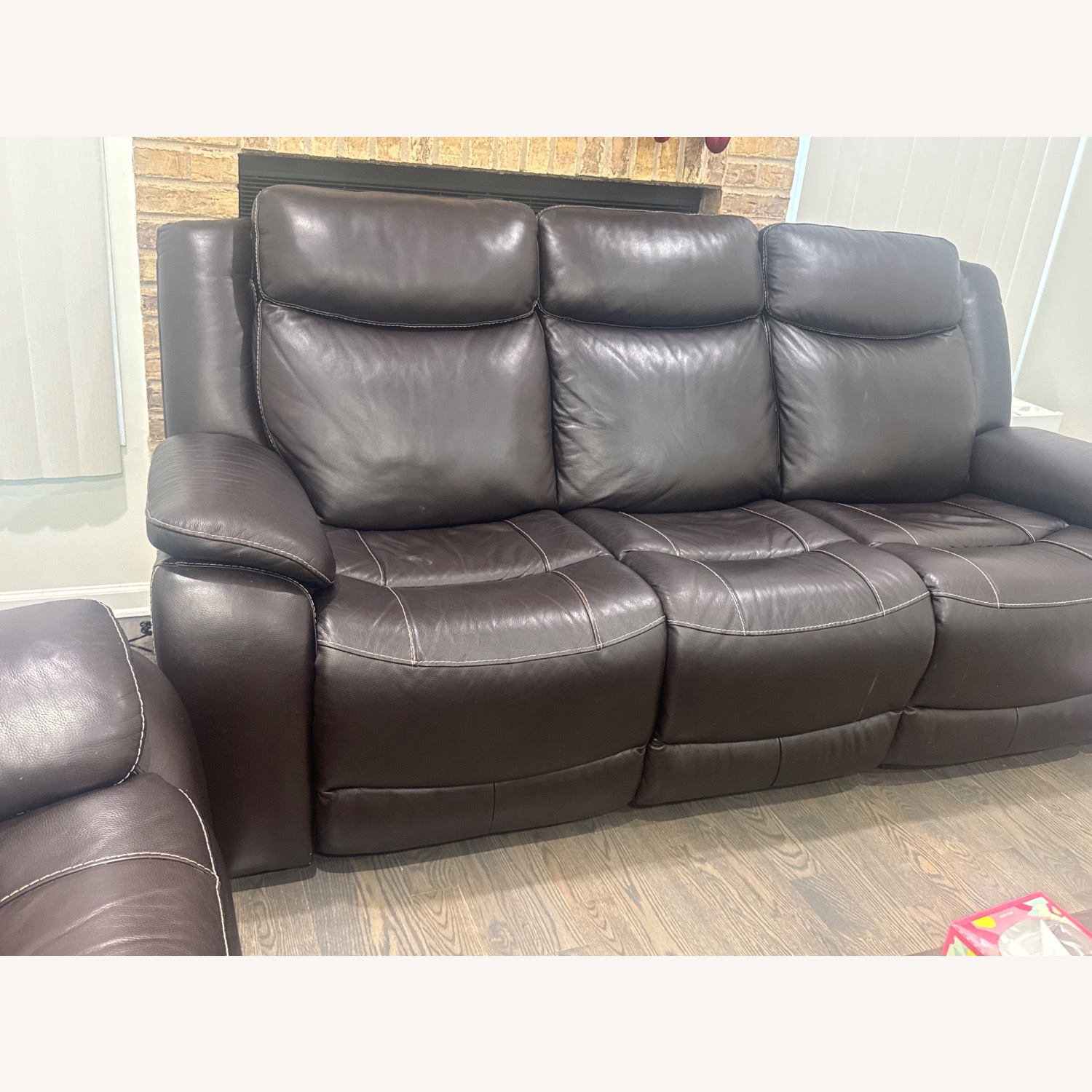 Costsco Two Recliner Sofa Leather 3 Seater Each - image-3