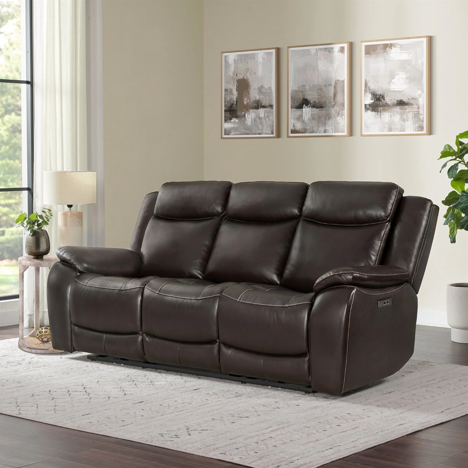Costsco Two Recliner Sofa Leather 3 Seater Each - image-4