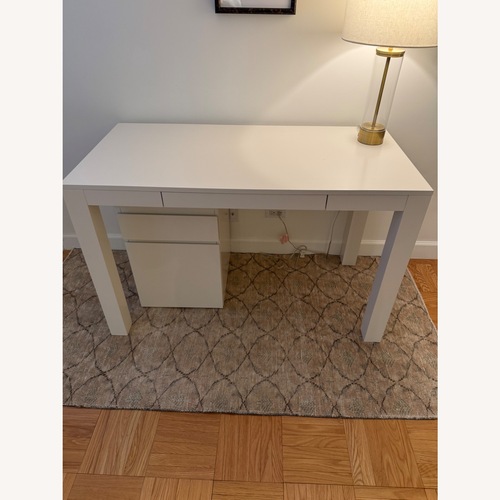 Used West Elm Parsons White Wood Desk for sale on AptDeco