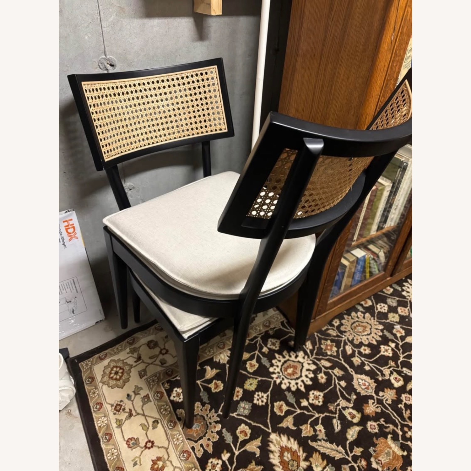 Crate & Barrel Black Wood and Cane Dining Chairs - image-2