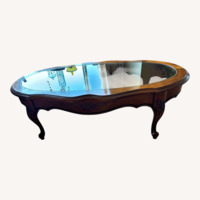 Vintage Dark Wood Coffee Table & Side Table Set