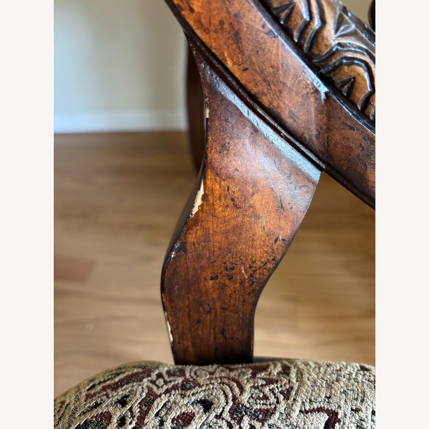 Carved Dark Wood Dining Set with 8 Chairs - image-9