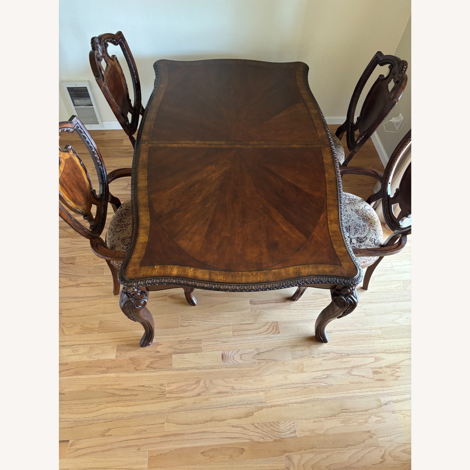 Carved Dark Wood Dining Set with 8 Chairs - image-4