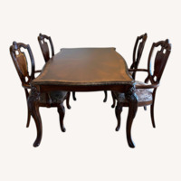 Carved Dark Wood Dining Set with 8 Chairs