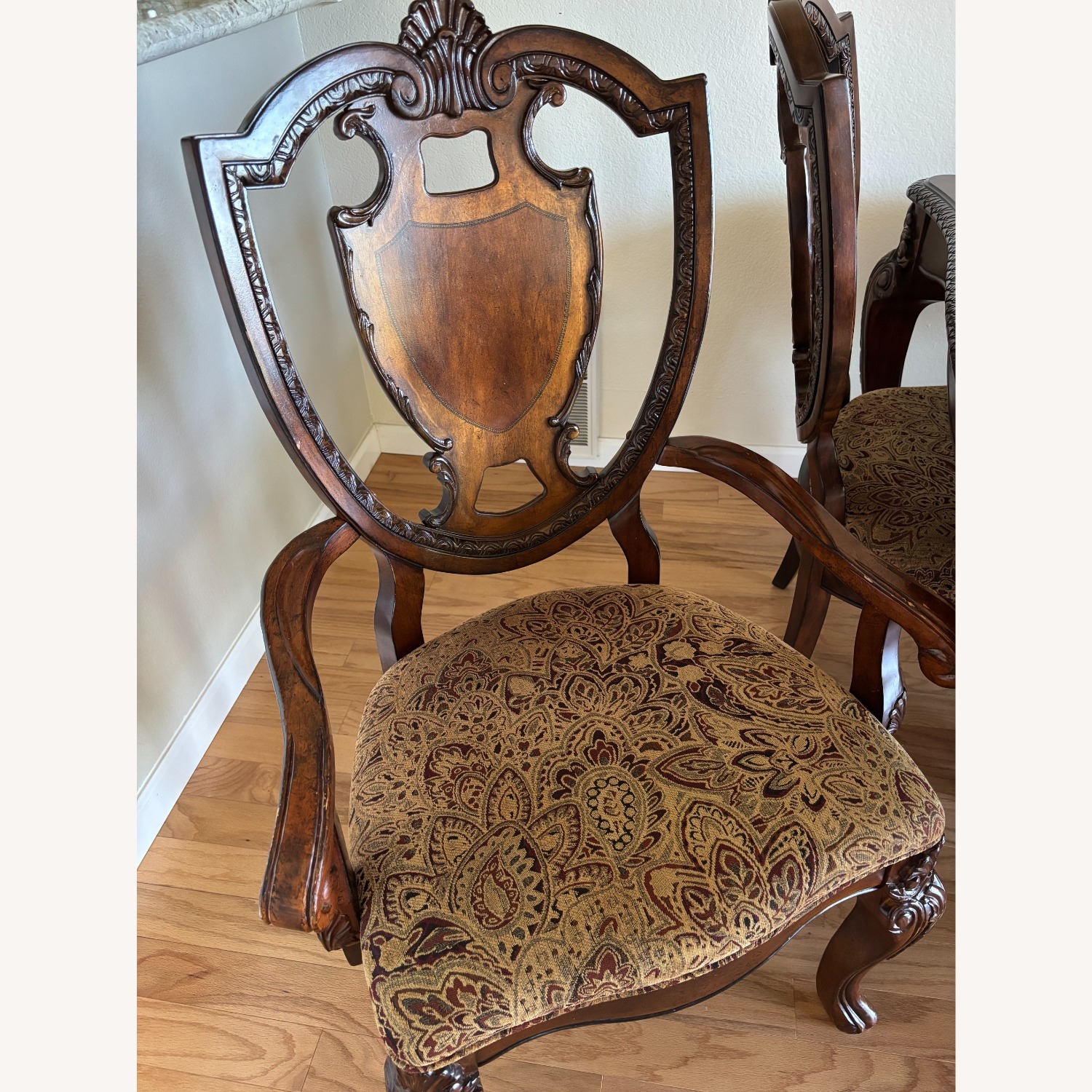 Carved Dark Wood Dining Set with 8 Chairs - image-6