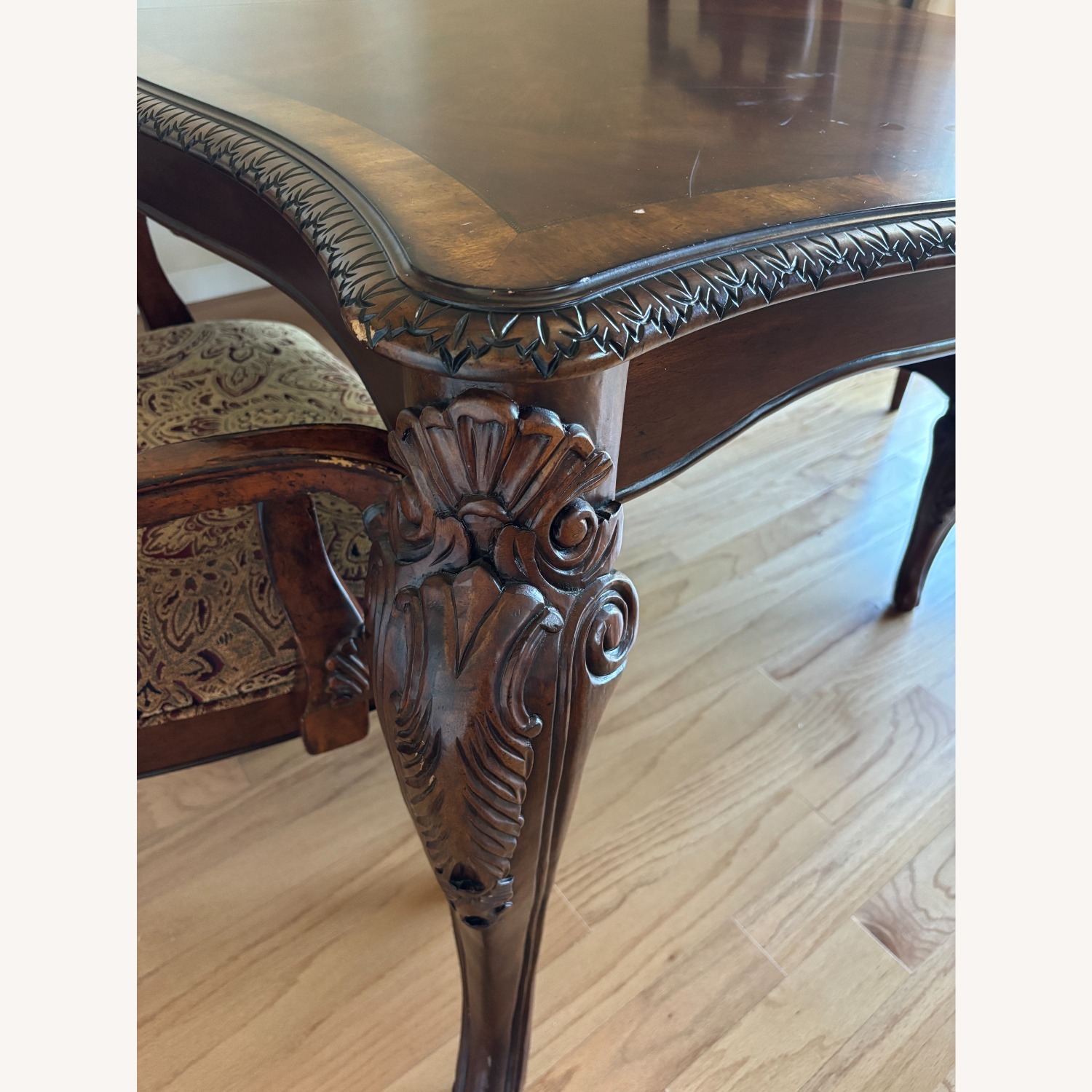 Carved Dark Wood Dining Set with 8 Chairs - image-15