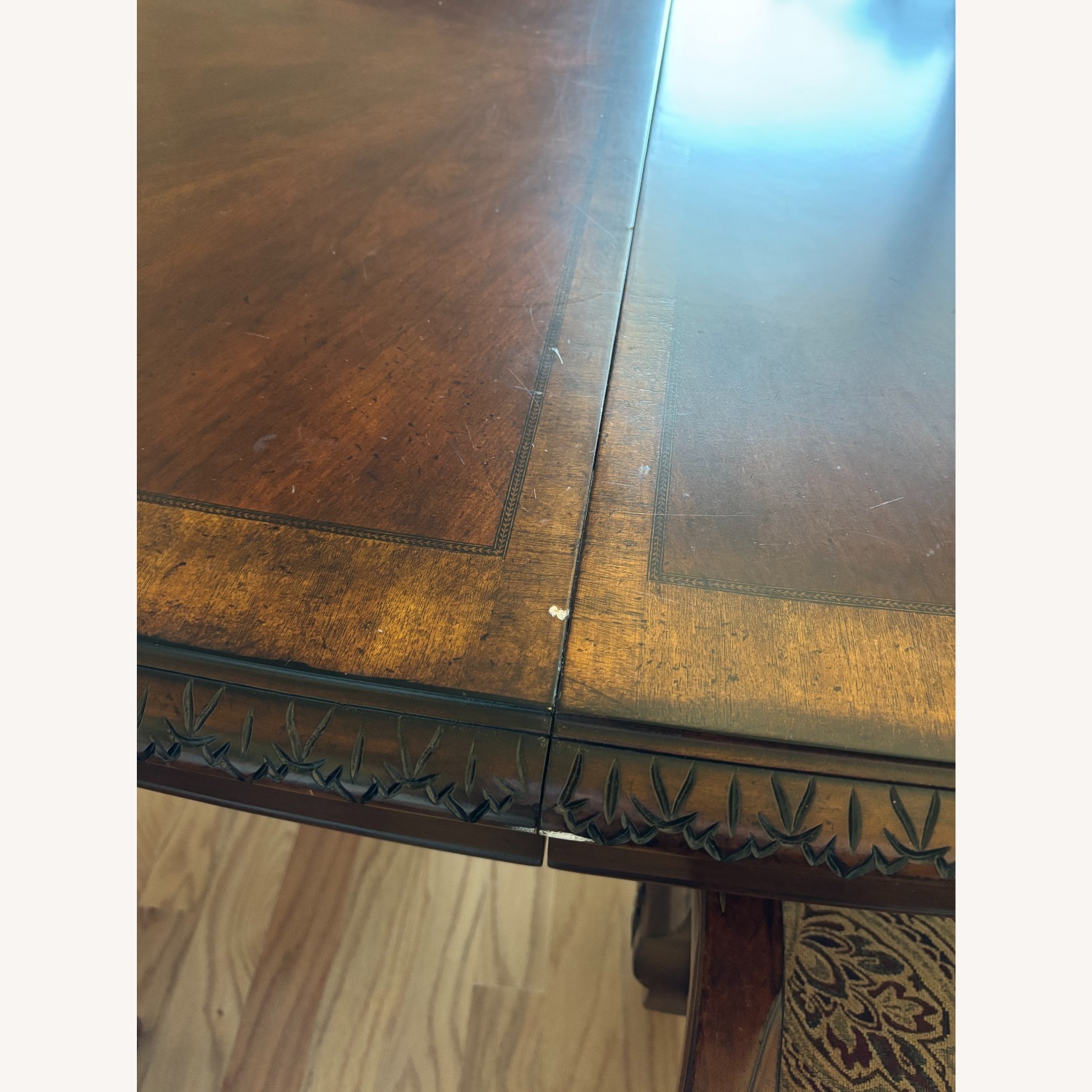 Carved Dark Wood Dining Set with 8 Chairs - image-11