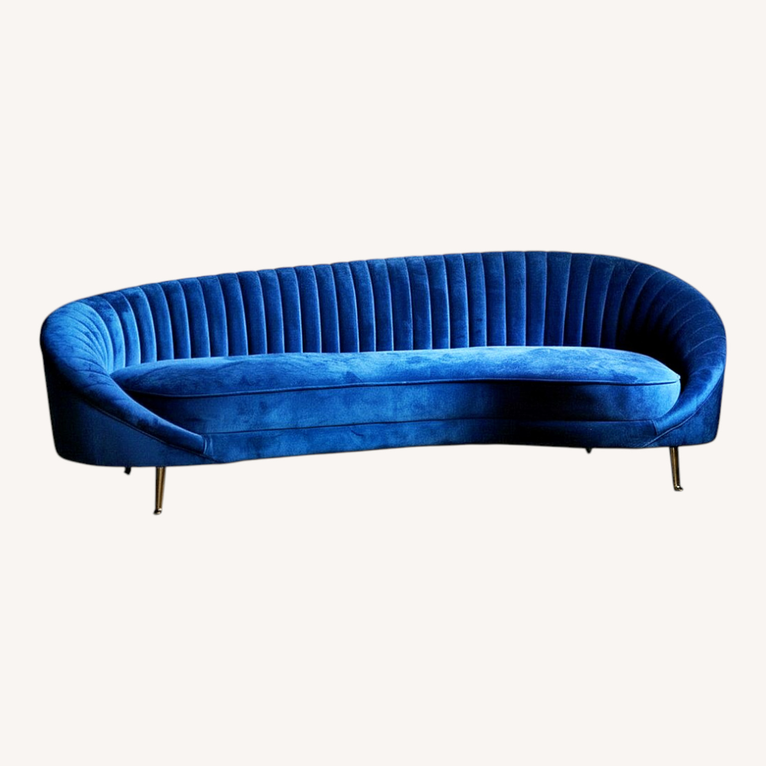 Curved Modern Sofa - Dark Blue Velvet  - image-5