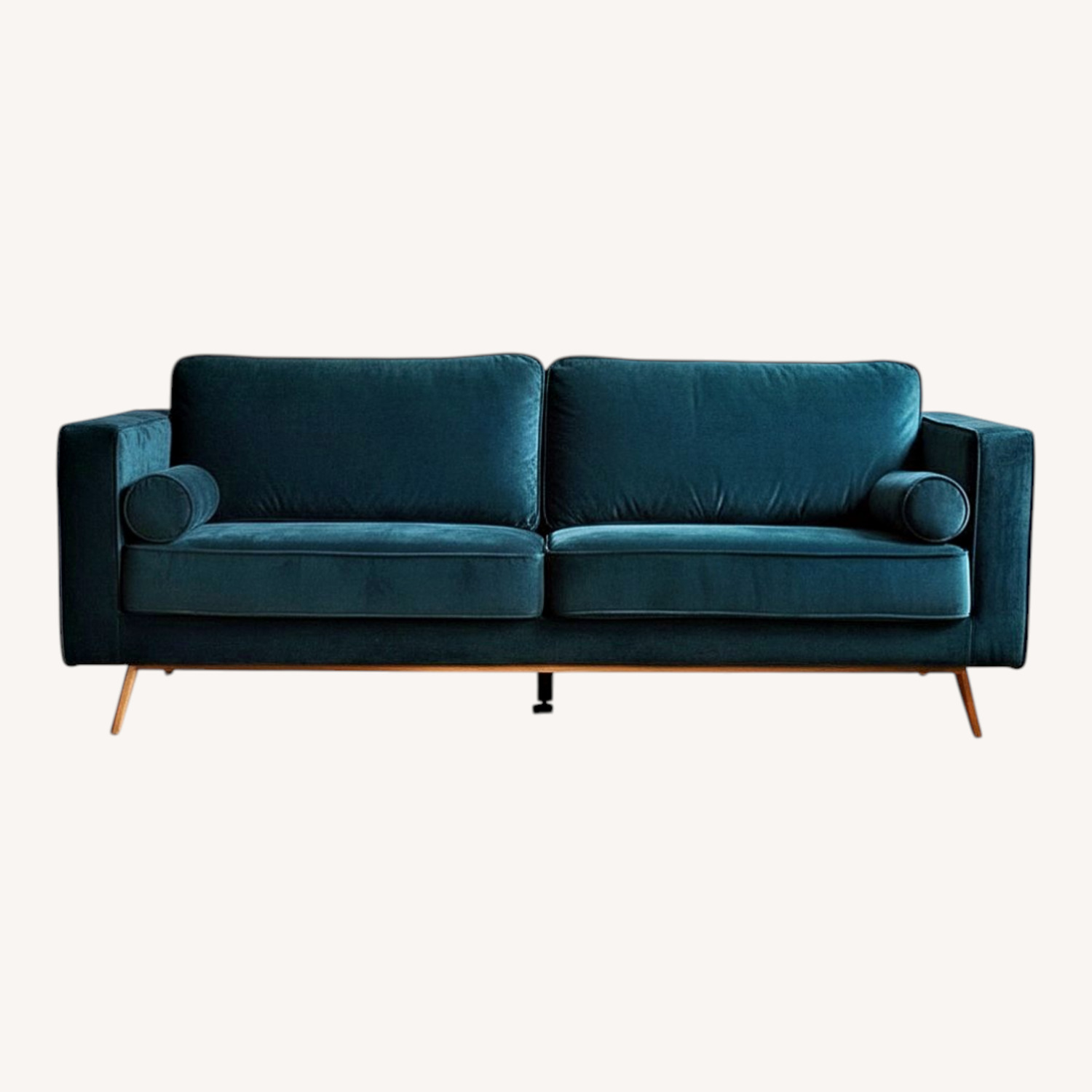 Comfy Mid Century Modern Sofa - Green Velvet - image-5