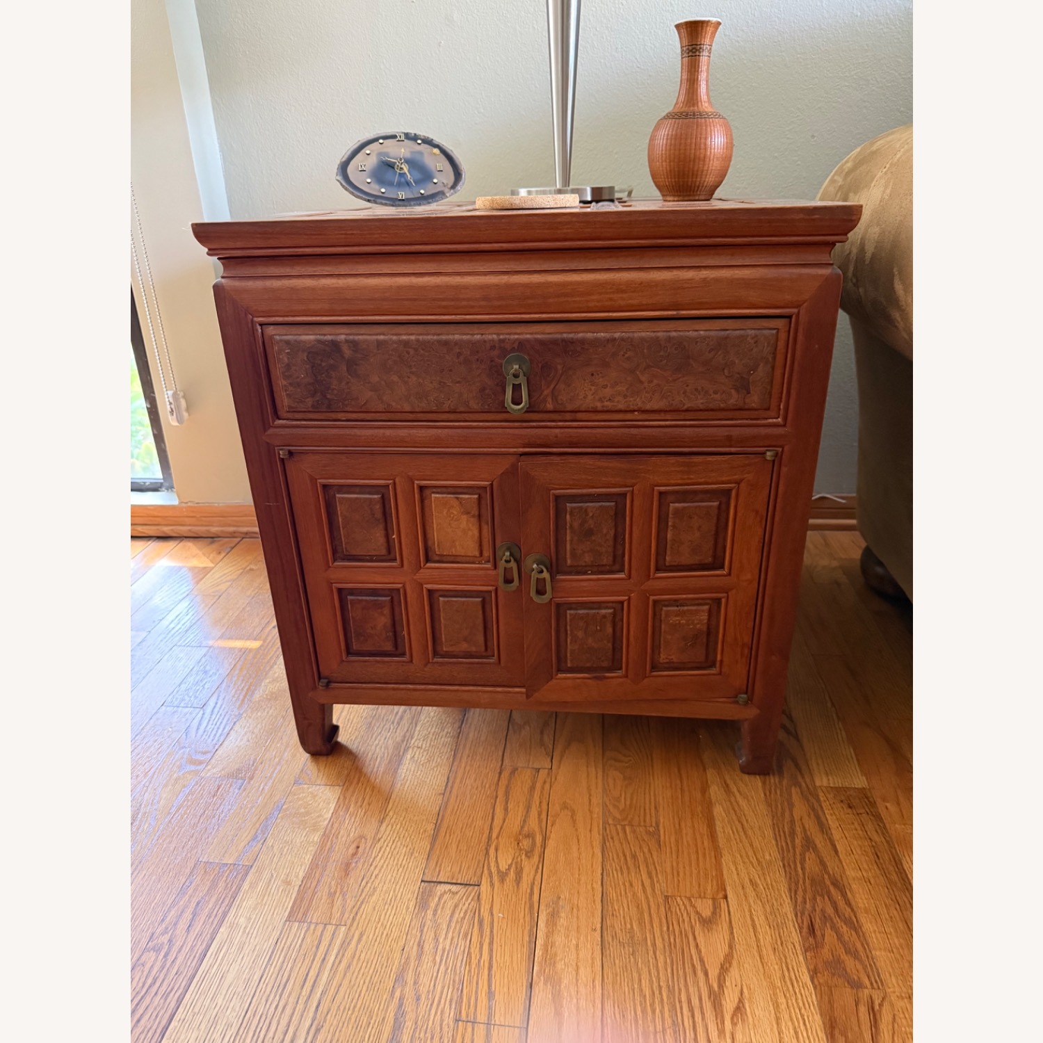 Vintage Burl Wood Asian Style Nightstands - image-3