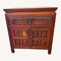 Vintage Burl Wood Asian Style Nightstands