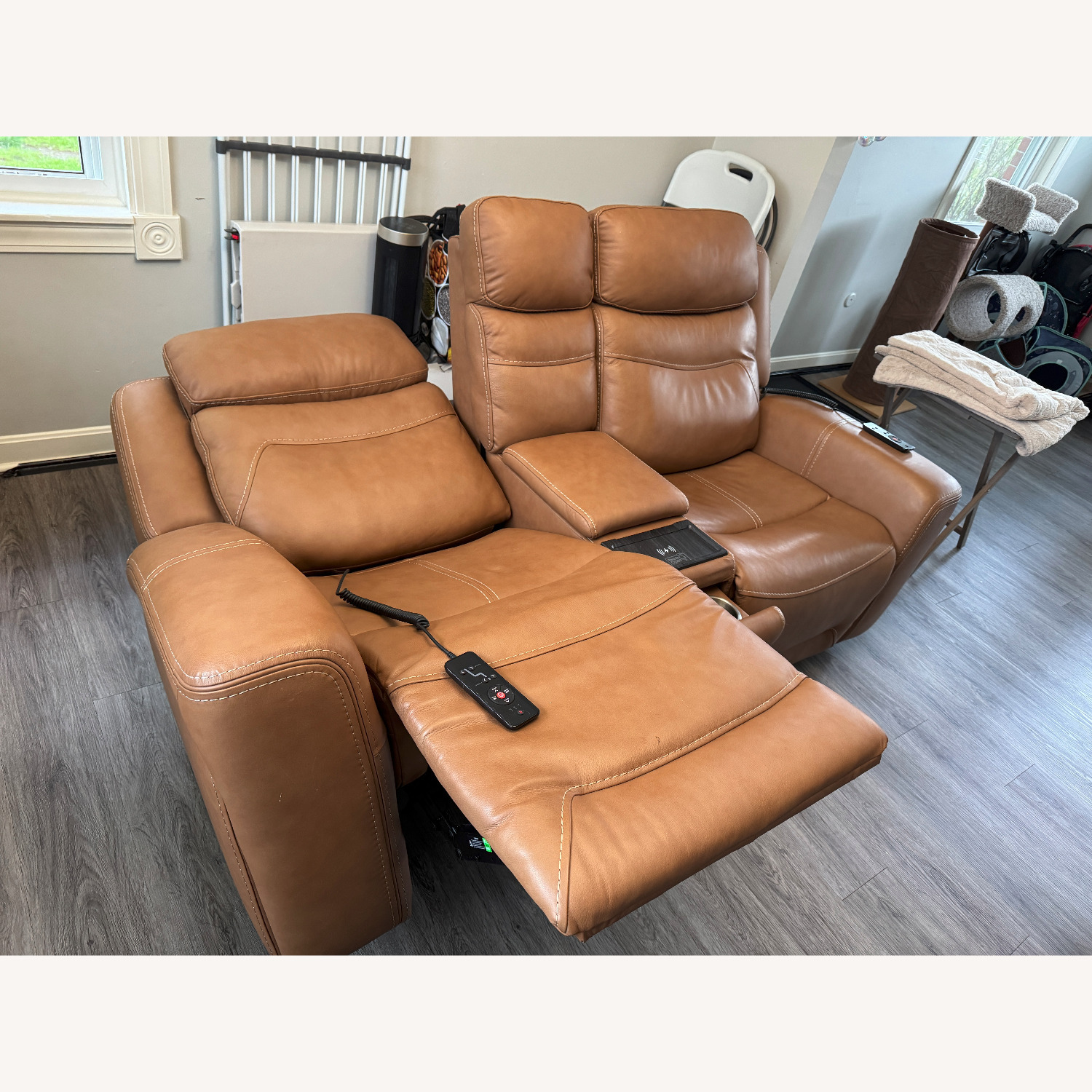 Raymour & Flanigan Morgenthal Leather Loveseat - image-1