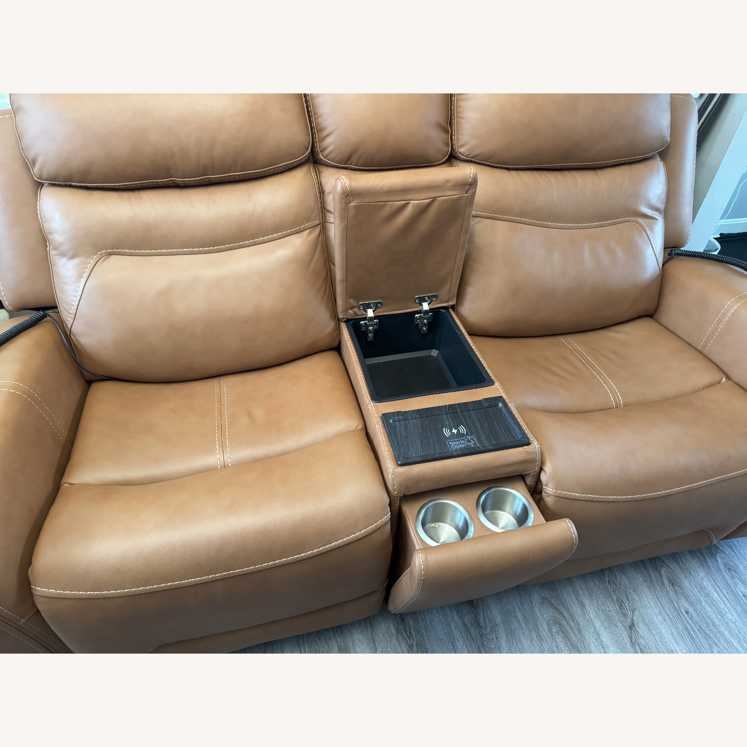 Raymour & Flanigan Morgenthal Leather Loveseat - image-2