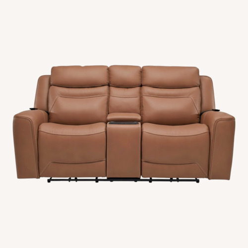 Used Raymour & Flanigan Morgenthal Leather Loveseat for sale on AptDeco