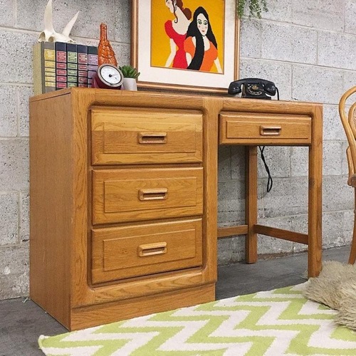 Used Stanley Furniture Co. Natural Oak Student Desk for sale on AptDeco
