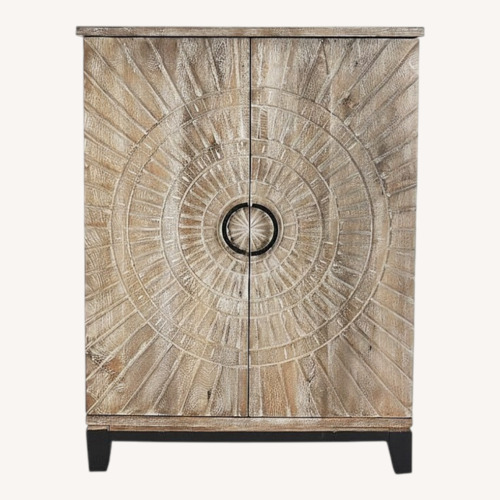 Used Pottery Barn Light Brown Wood Bar Cart for sale on AptDeco
