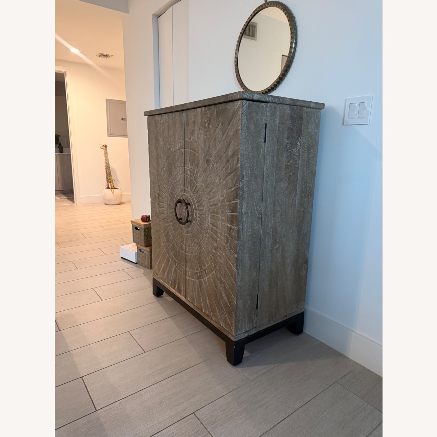 Pottery Barn Light Brown Wood Bar Cart - image-3