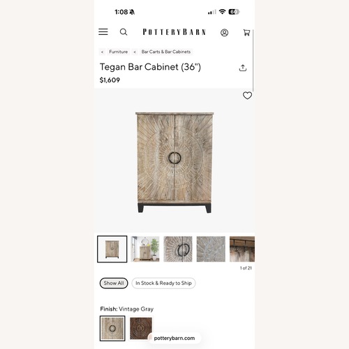 Used Pottery Barn Light Brown Wood Bar Cart for sale on AptDeco
