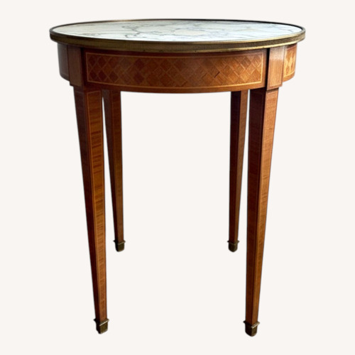 Used Ethan Allen Antique Dark Brown Wood Side Table for sale on AptDeco