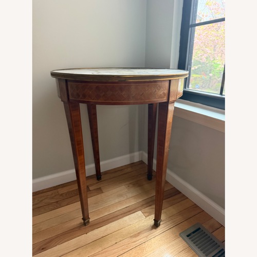 Used Ethan Allen Antique Dark Brown Wood Side Table for sale on AptDeco