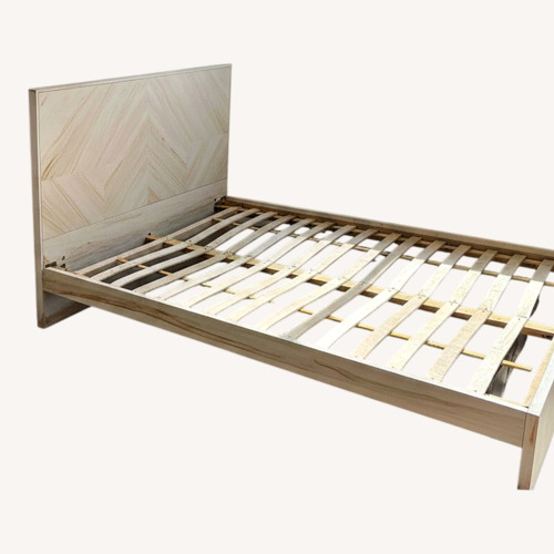 Used Light Oak Wood Queen Bed Frame for sale on AptDeco