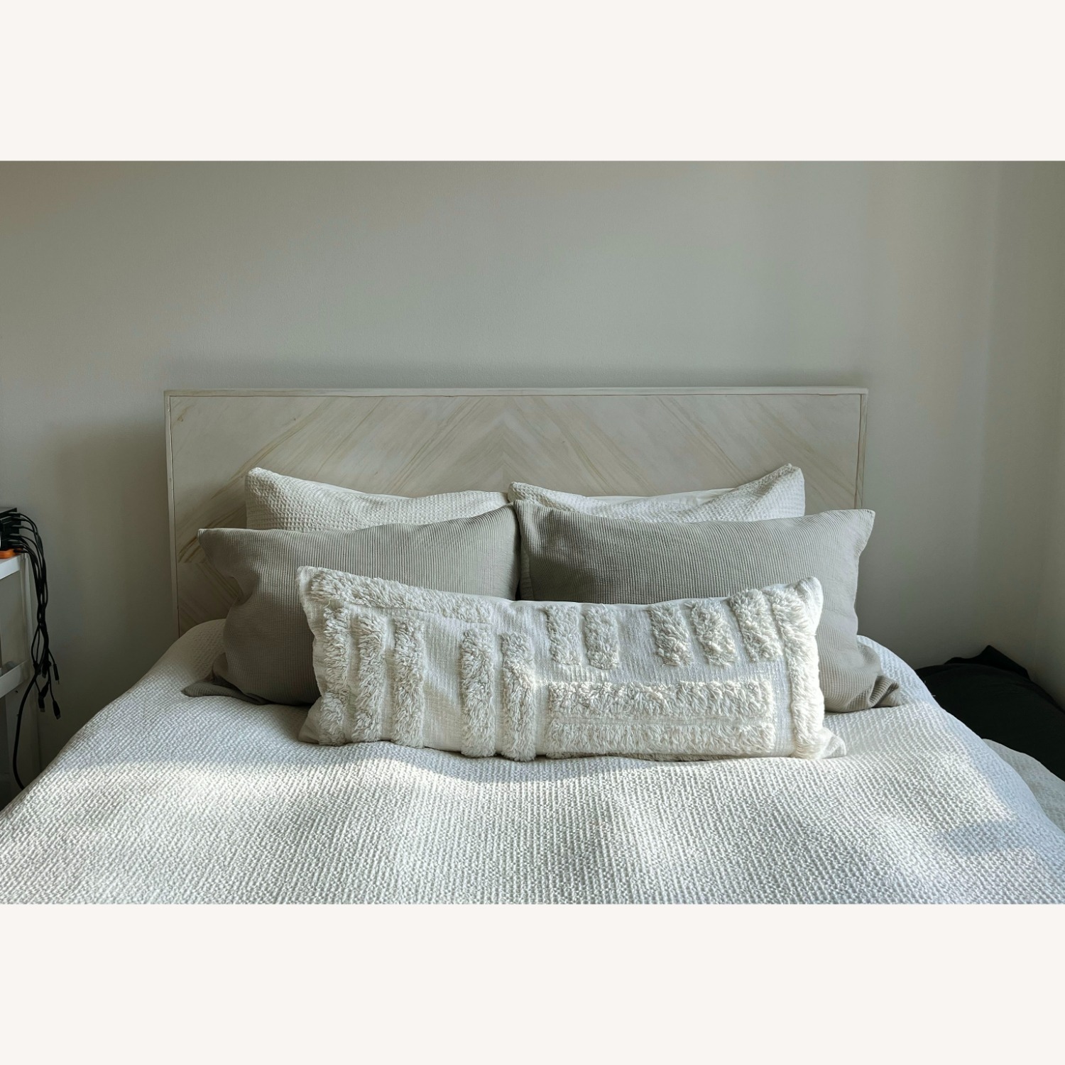 Light Oak Wood Queen Bed Frame - image-1