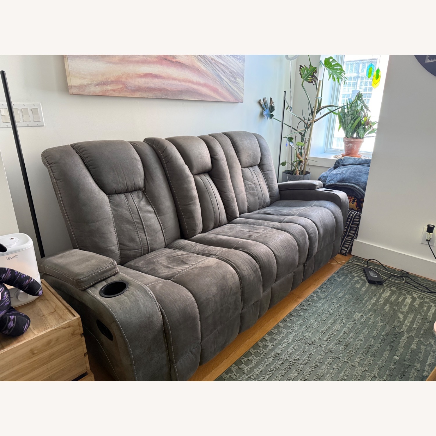 Grey Reclining Sofa - image-2