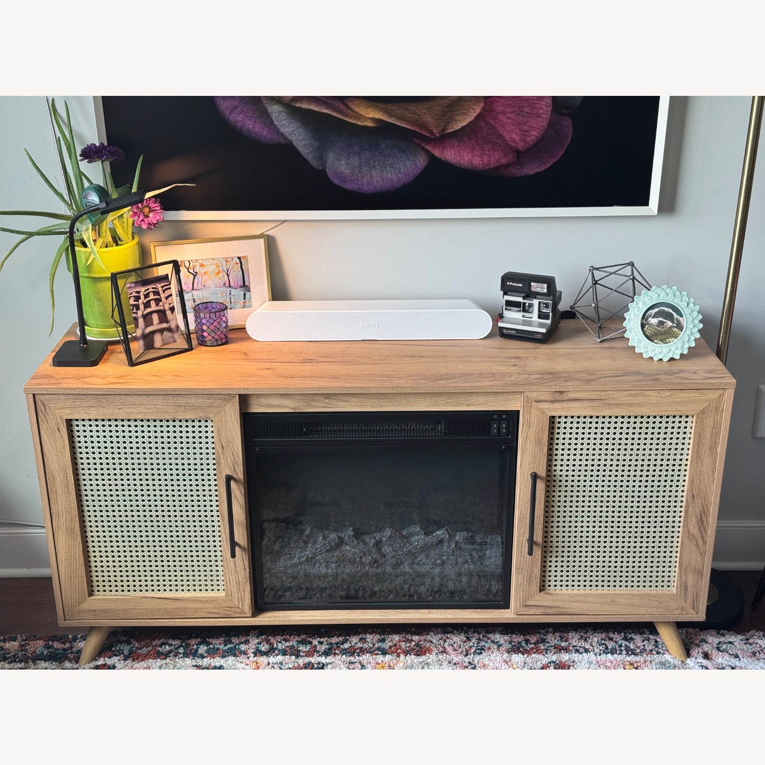 TV Stand for TVs up to 60" with Electric Fireplace, Campbell Oak - image-13