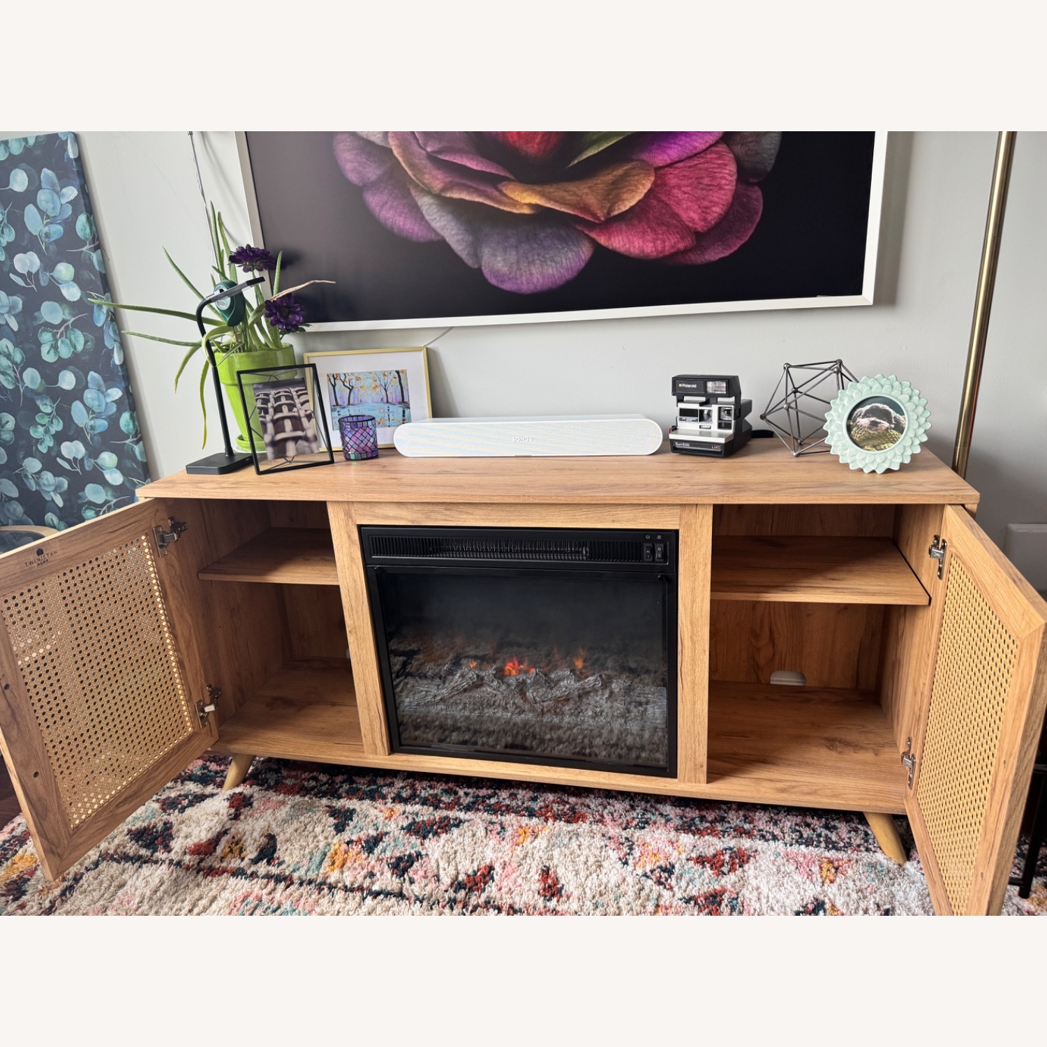 TV Stand for TVs up to 60" with Electric Fireplace, Campbell Oak - image-5