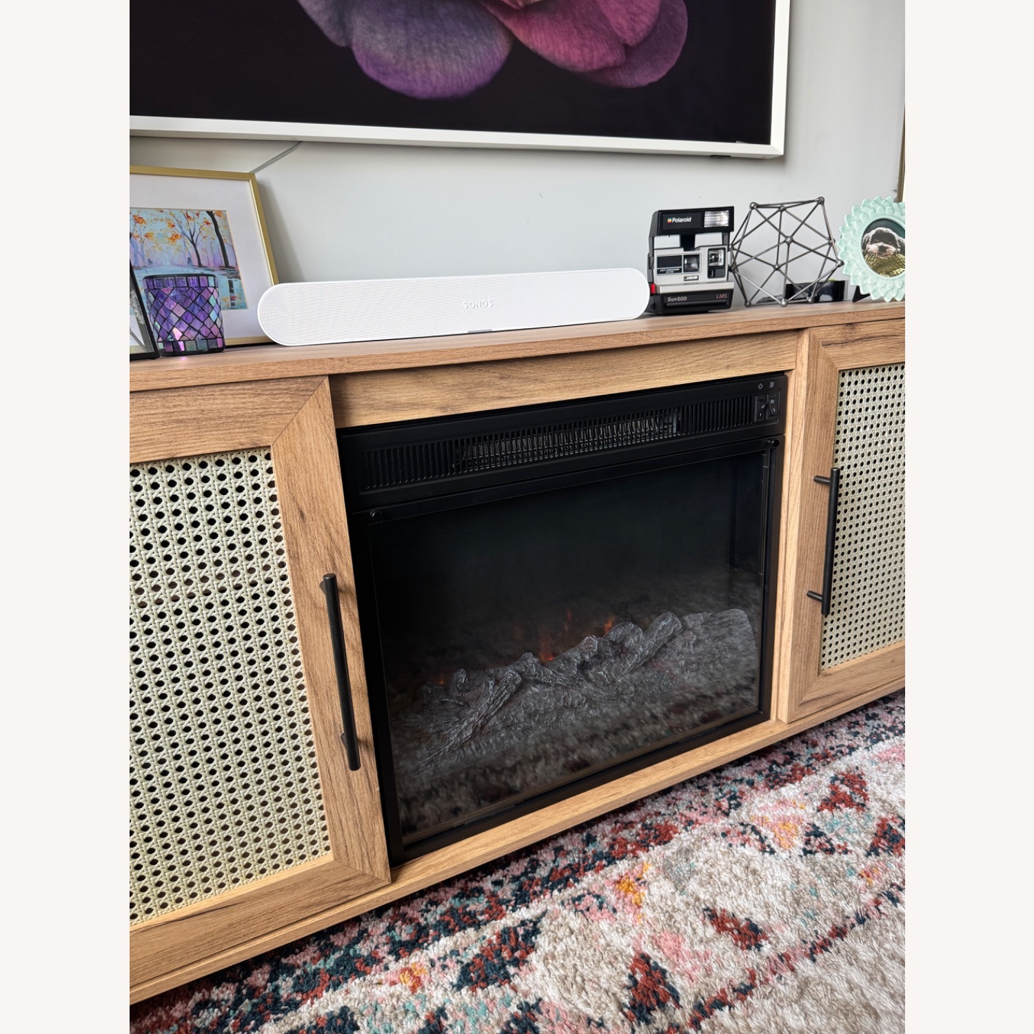 TV Stand for TVs up to 60" with Electric Fireplace, Campbell Oak - image-9