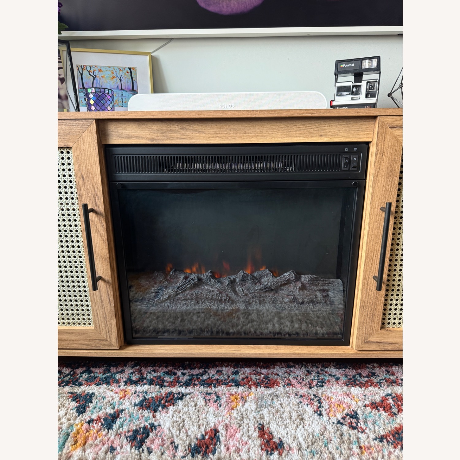 TV Stand for TVs up to 60" with Electric Fireplace, Campbell Oak - image-3