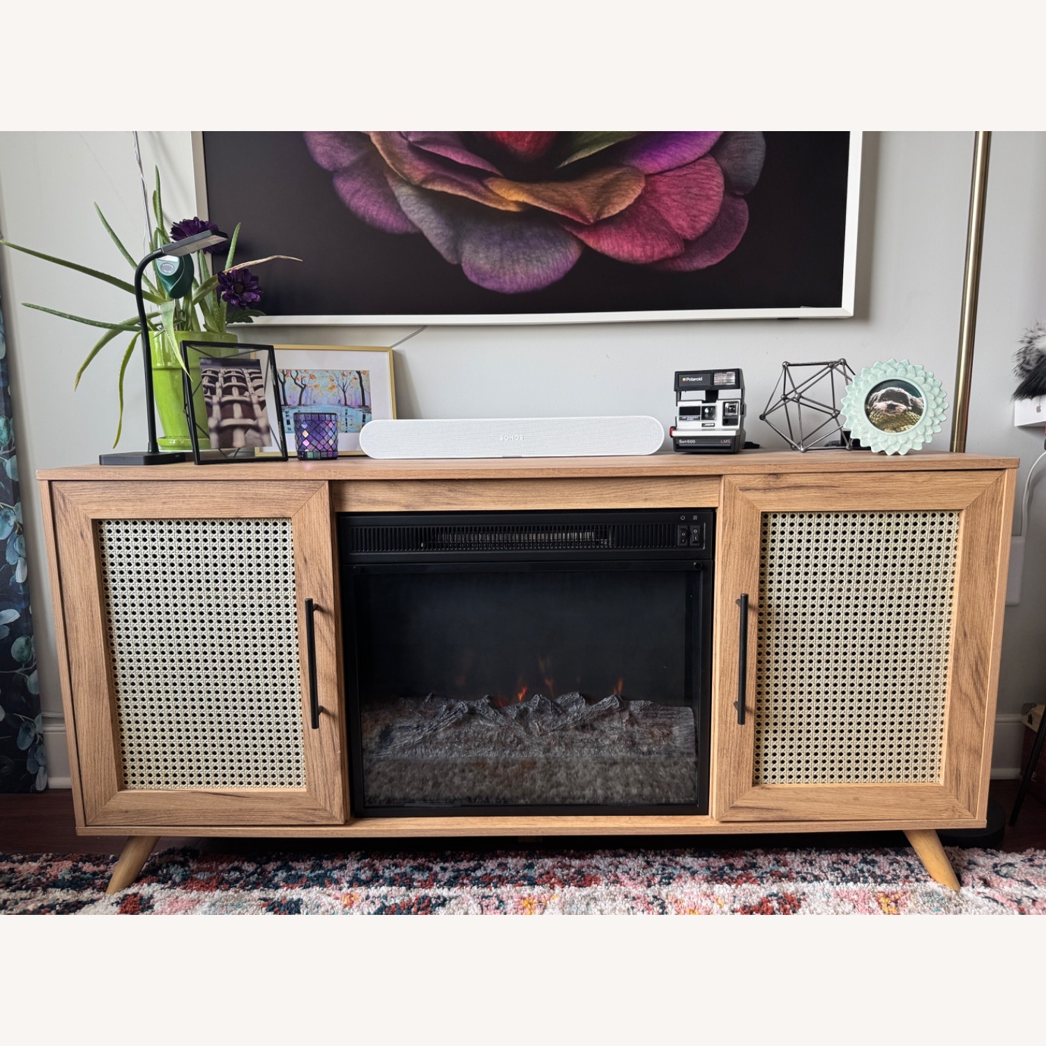 TV Stand for TVs up to 60" with Electric Fireplace, Campbell Oak - image-2