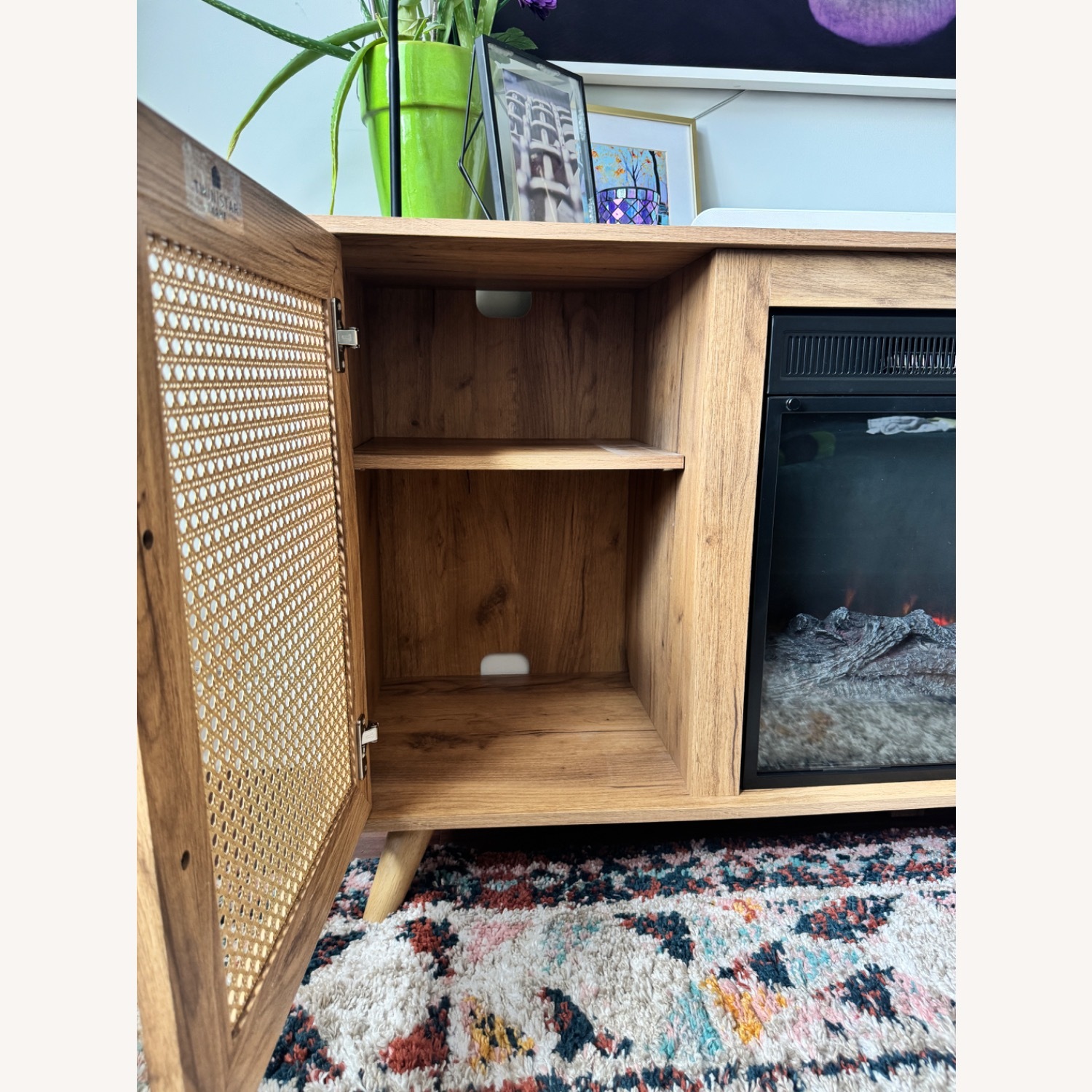 TV Stand for TVs up to 60" with Electric Fireplace, Campbell Oak - image-6