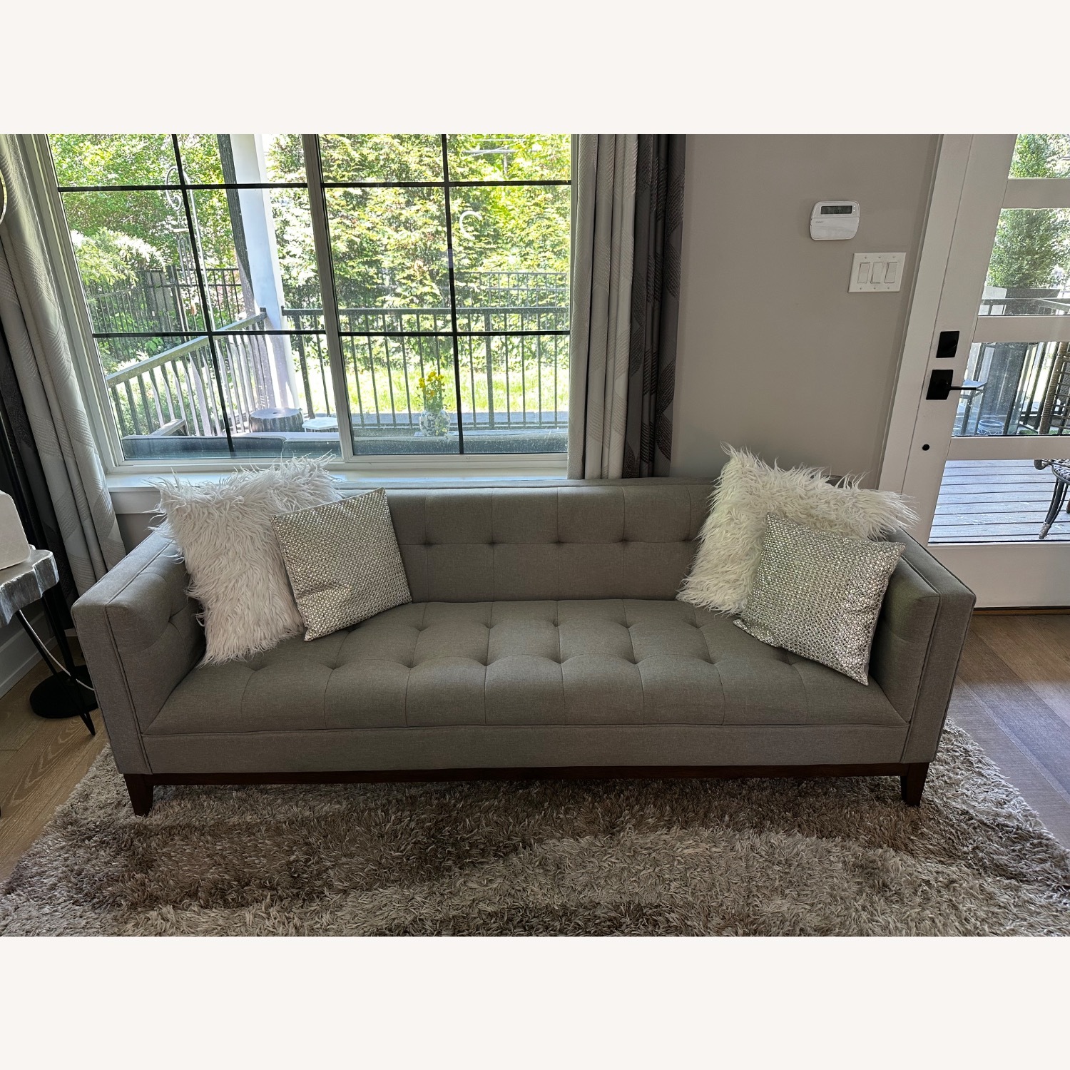 TOV Furniture Modern Gray Tufted Sofa - image-1